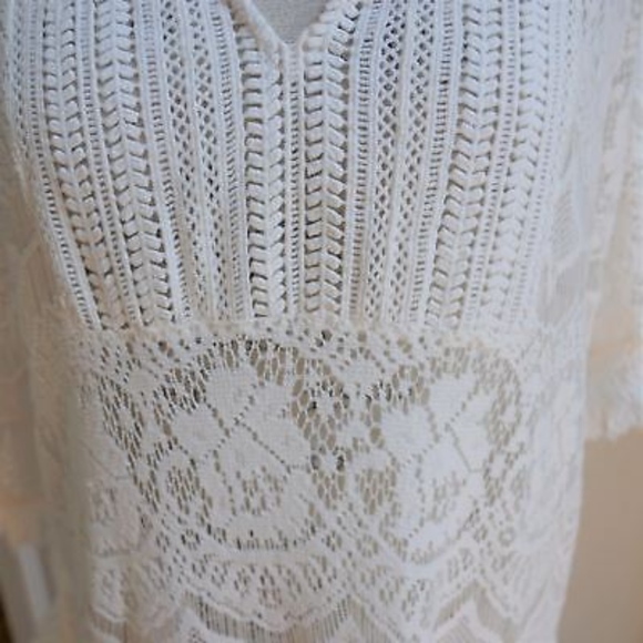 GORGEOUS Long Lace Caftan Tunic Beach Swim Cover - Picture 8 of 8